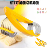 KIT Cortadores Fatiador em Inox Para Frutas Facilidade Uso Lamina Resistente